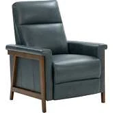 Lewiston Manual Recliner in Roma Bluegray Top Grain Leather & Wood